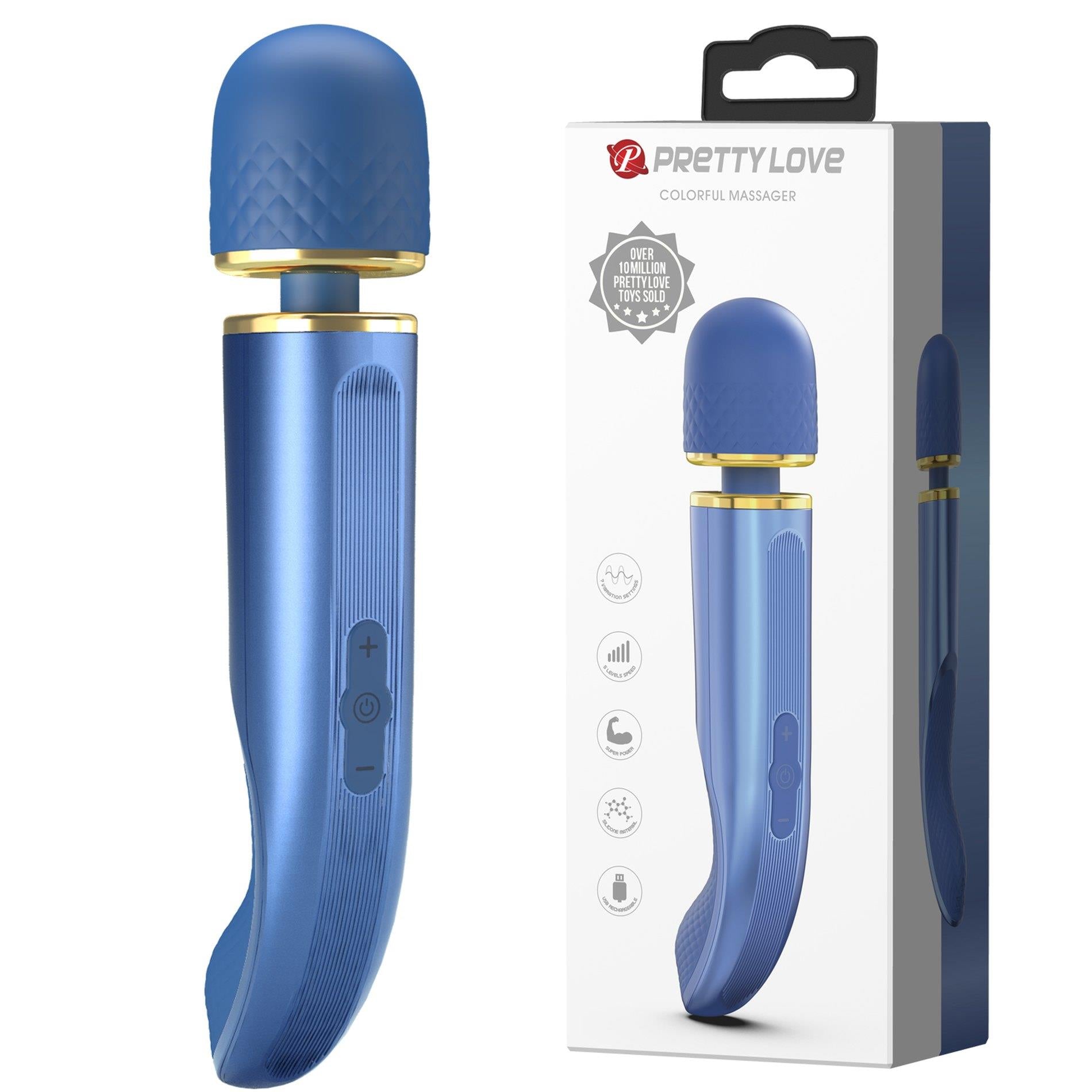 1-PRETTY LOVE - Colorful Massager Blue, 7 vibration functions 5 levels of speed control-1