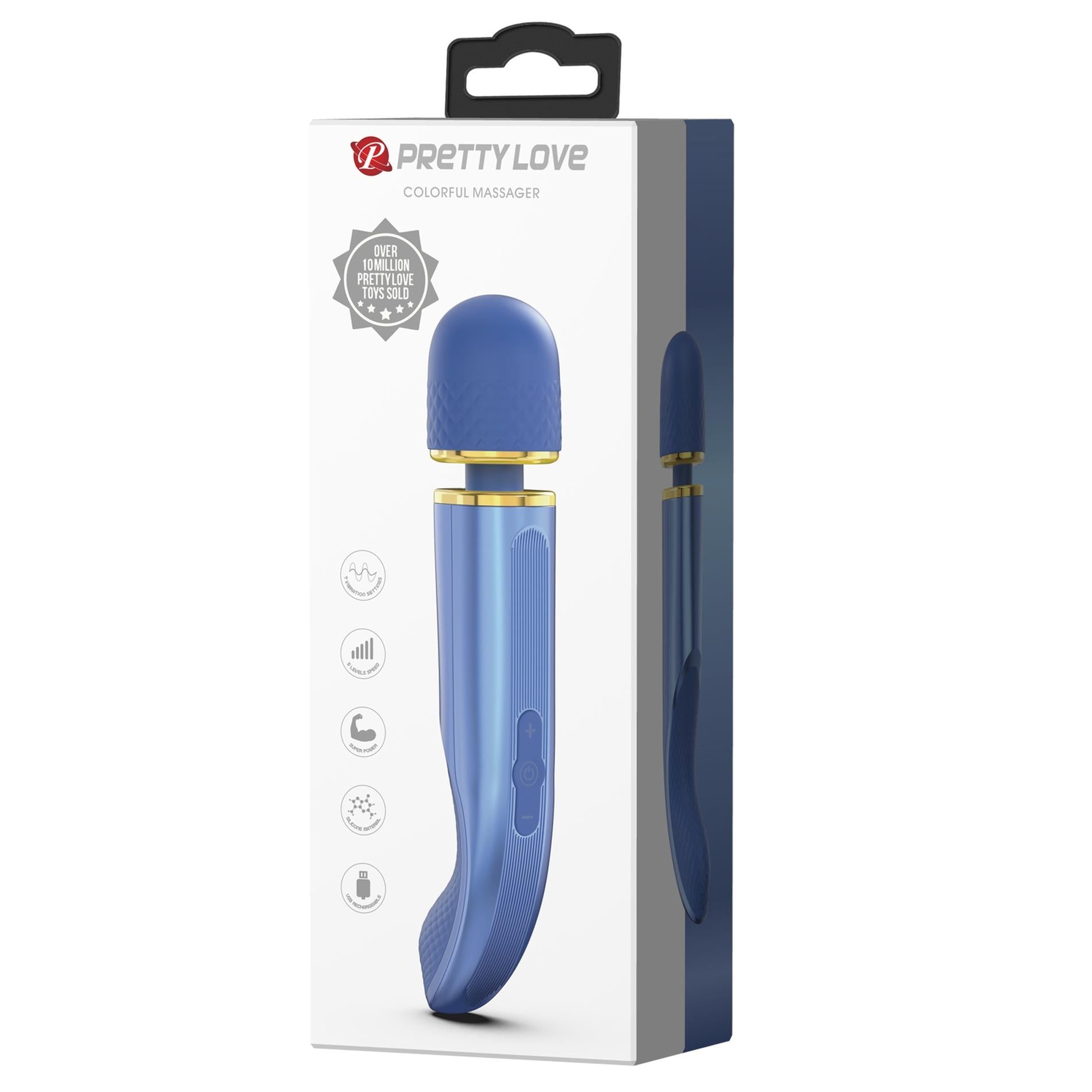 2-PRETTY LOVE - Colorful Massager Blue, 7 vibration functions 5 levels of speed control-2