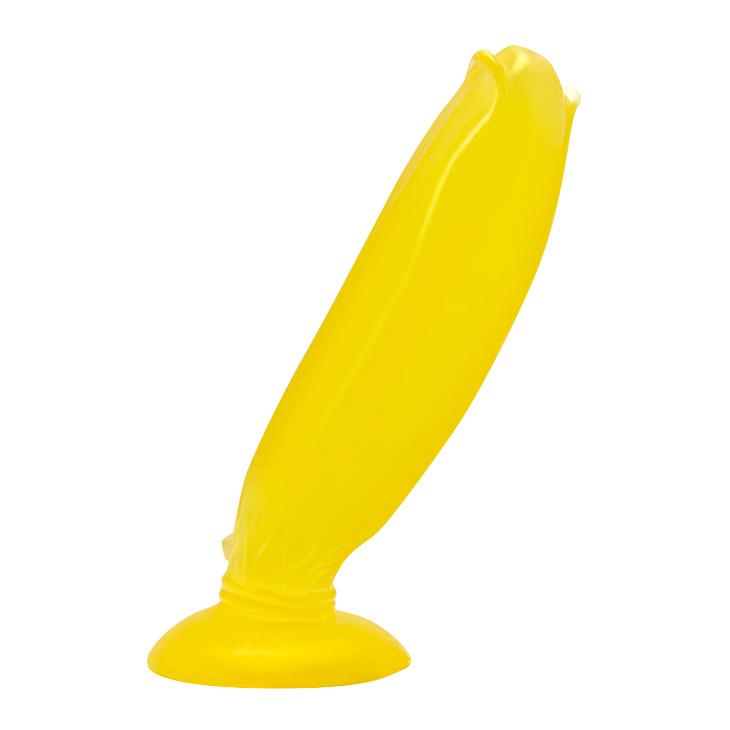 2-Żółty banan gładkie żelowe dildo z przyssawką-2