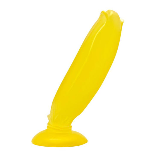 2-Żółty banan gładkie żelowe dildo z przyssawką-2