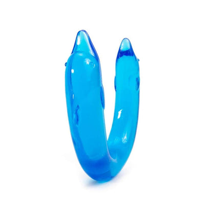 1-Niebieskie podwójne dildo do sexu kształt delfina-1