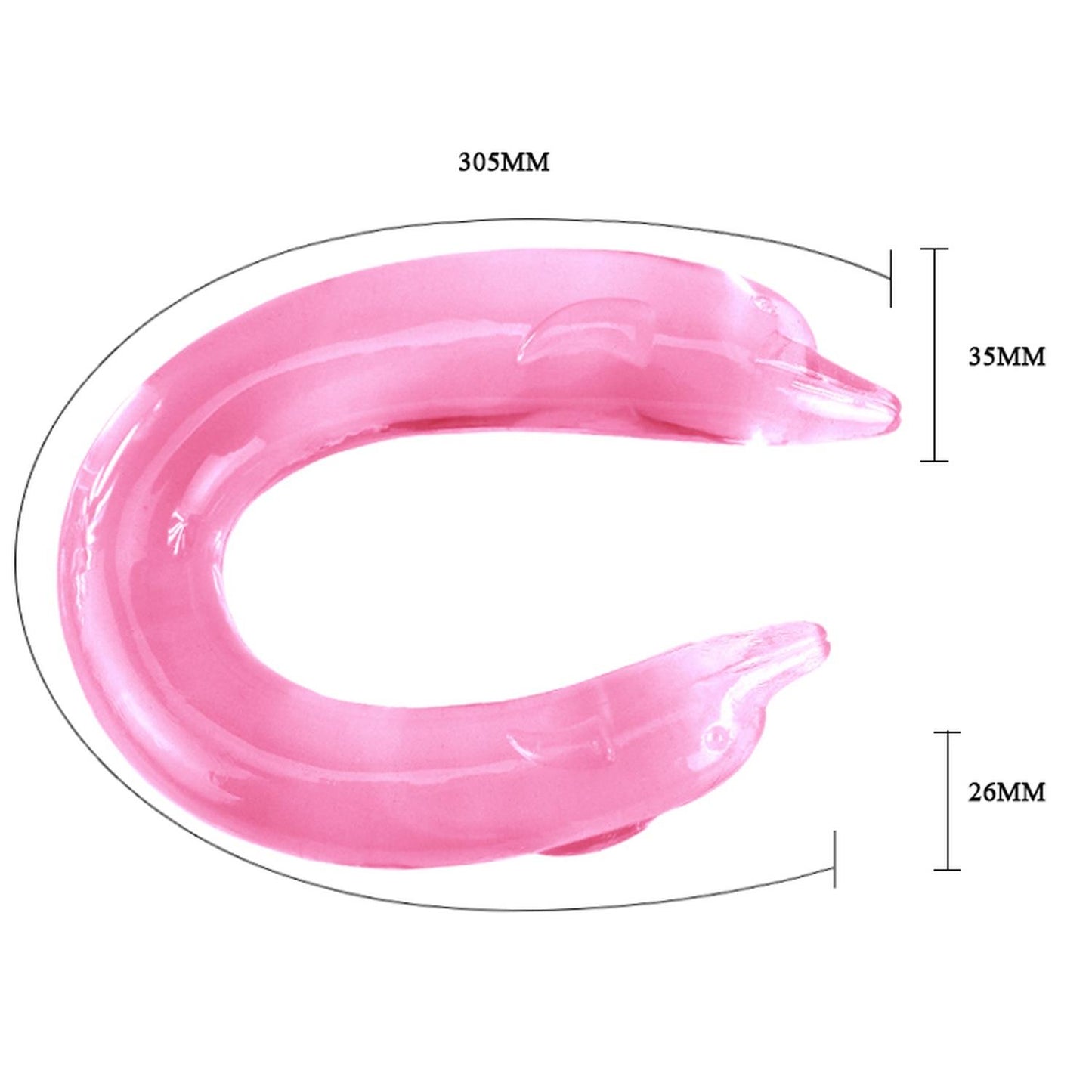 3-Podwójne różowe dildo z końcówką delfina 30,5 cm-3