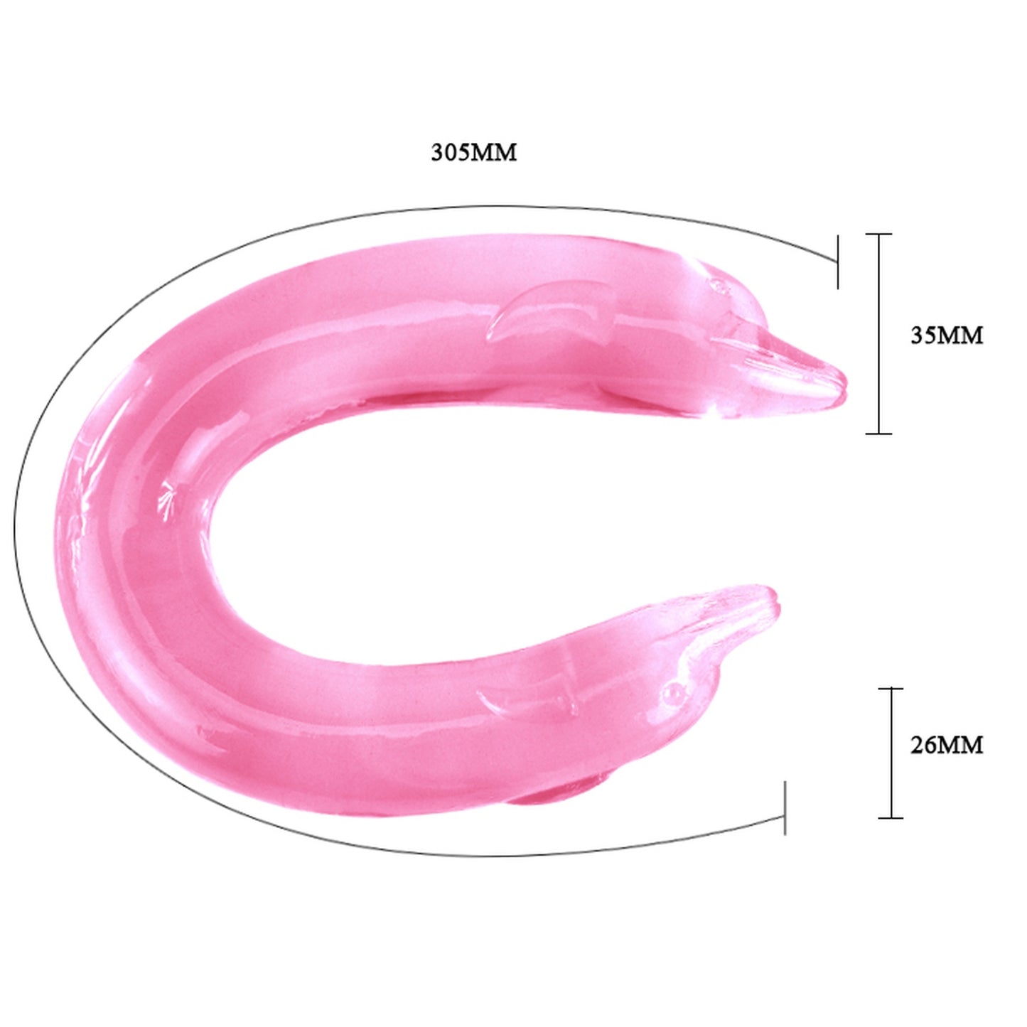 7-Podwójne różowe dildo z końcówką delfina 30,5 cm-7