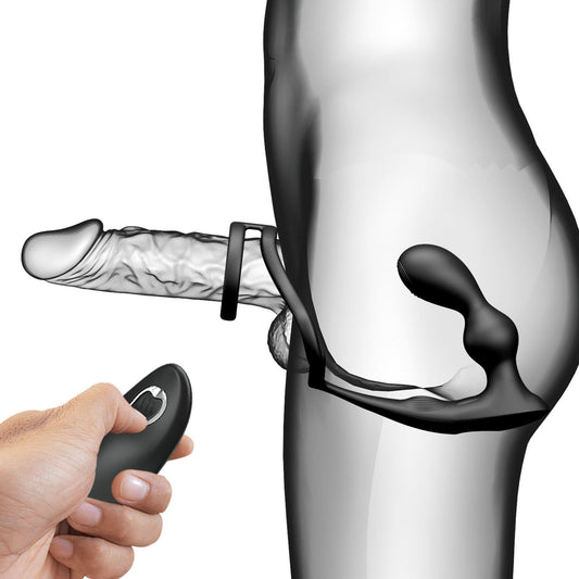 2-Wibrujący korek analny masażer prostaty pierścień erekcyjny na penisa 2w1-2