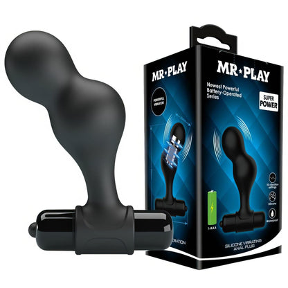 1-Mr. Play Silicone Anal Plug, 10 functions of vibration Black-1