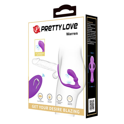 10-PRETTY LOVE - Warren Purple, Wireless remote control 12 pulse wave settings 12 vibration functions-10