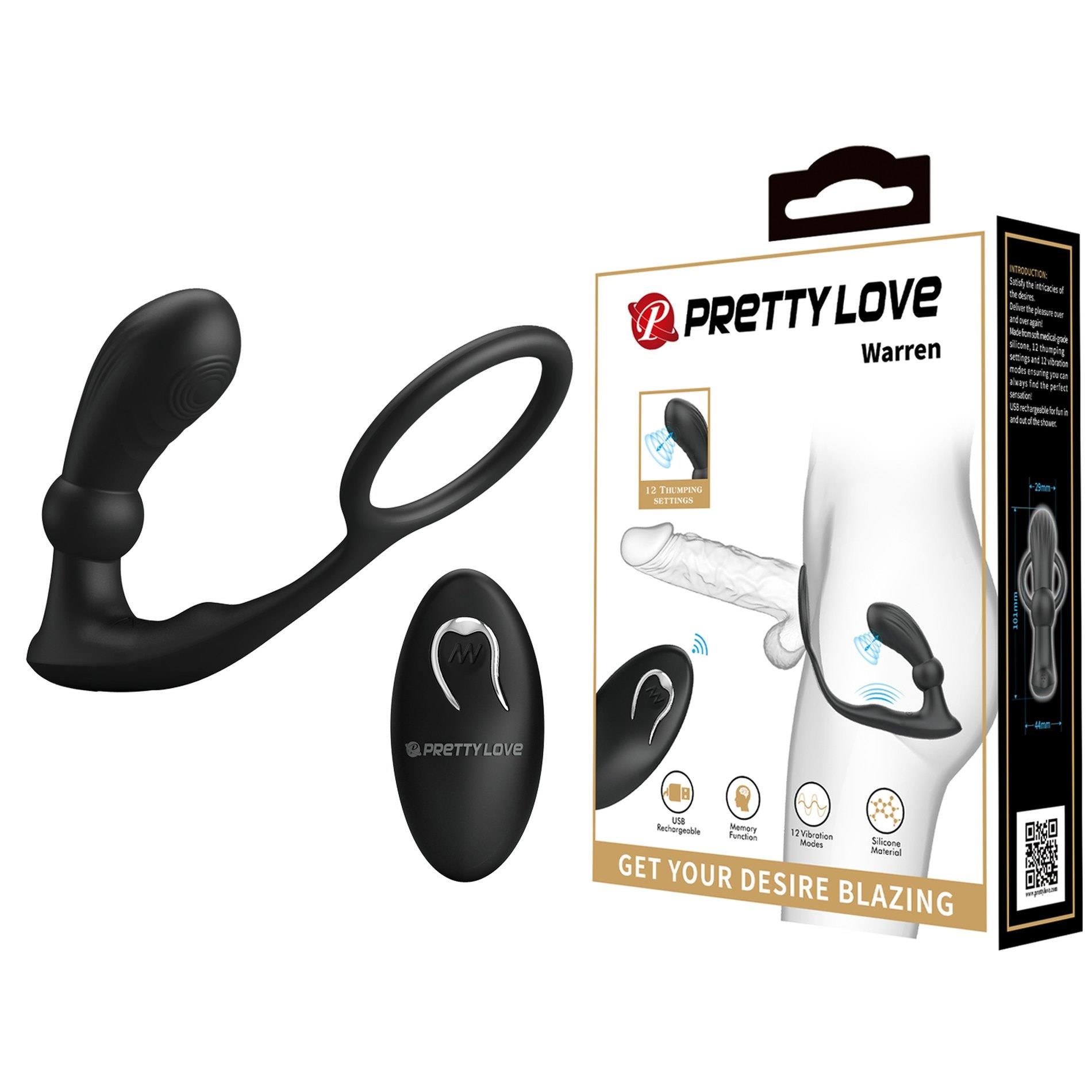 1-PRETTY LOVE - Warren Black, 12 vibration functions 12 pulse wave settings Wireless remote control-1