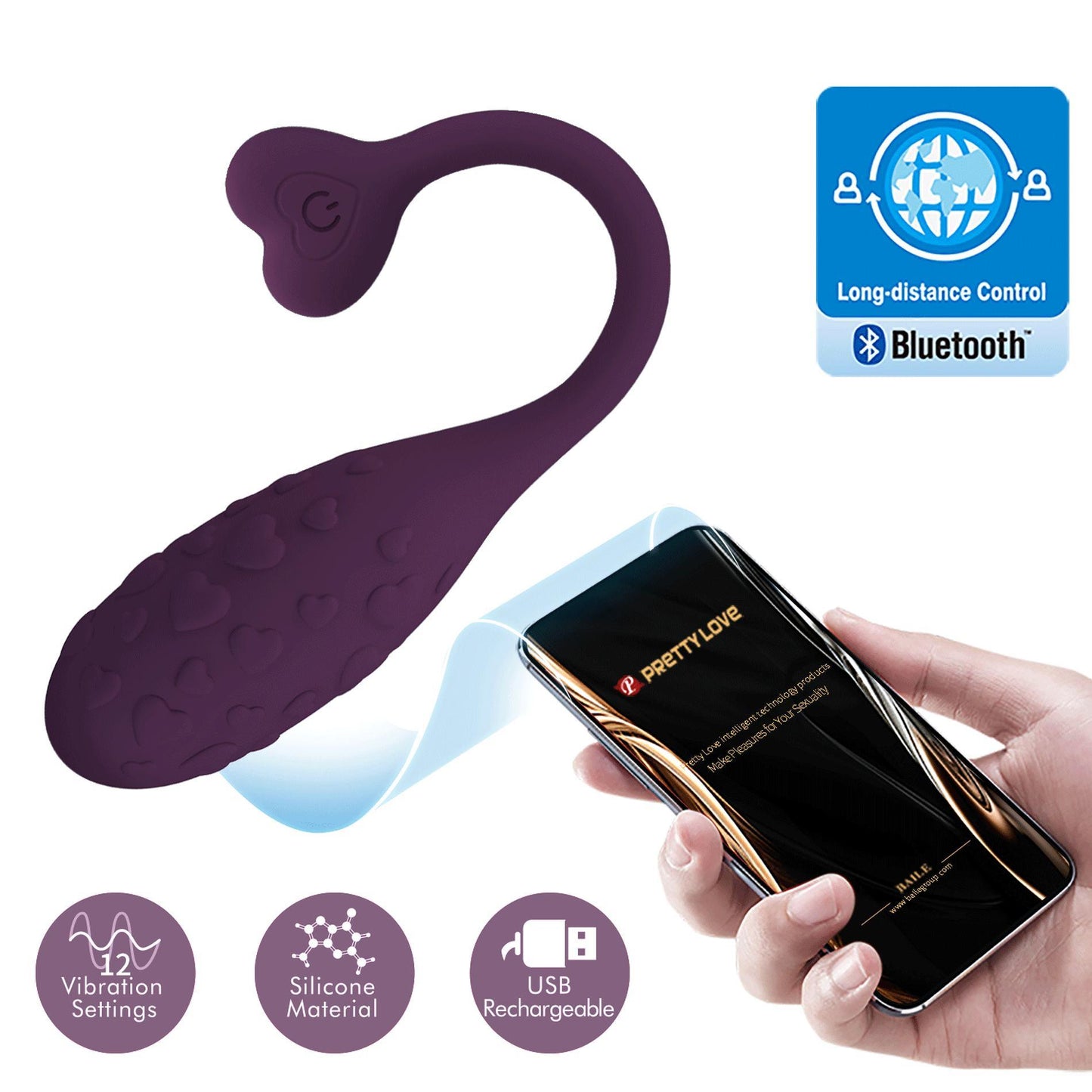 16-PRETTY LOVE - Fisherman Purple, 12 vibration functions Mobile APP remote control-16