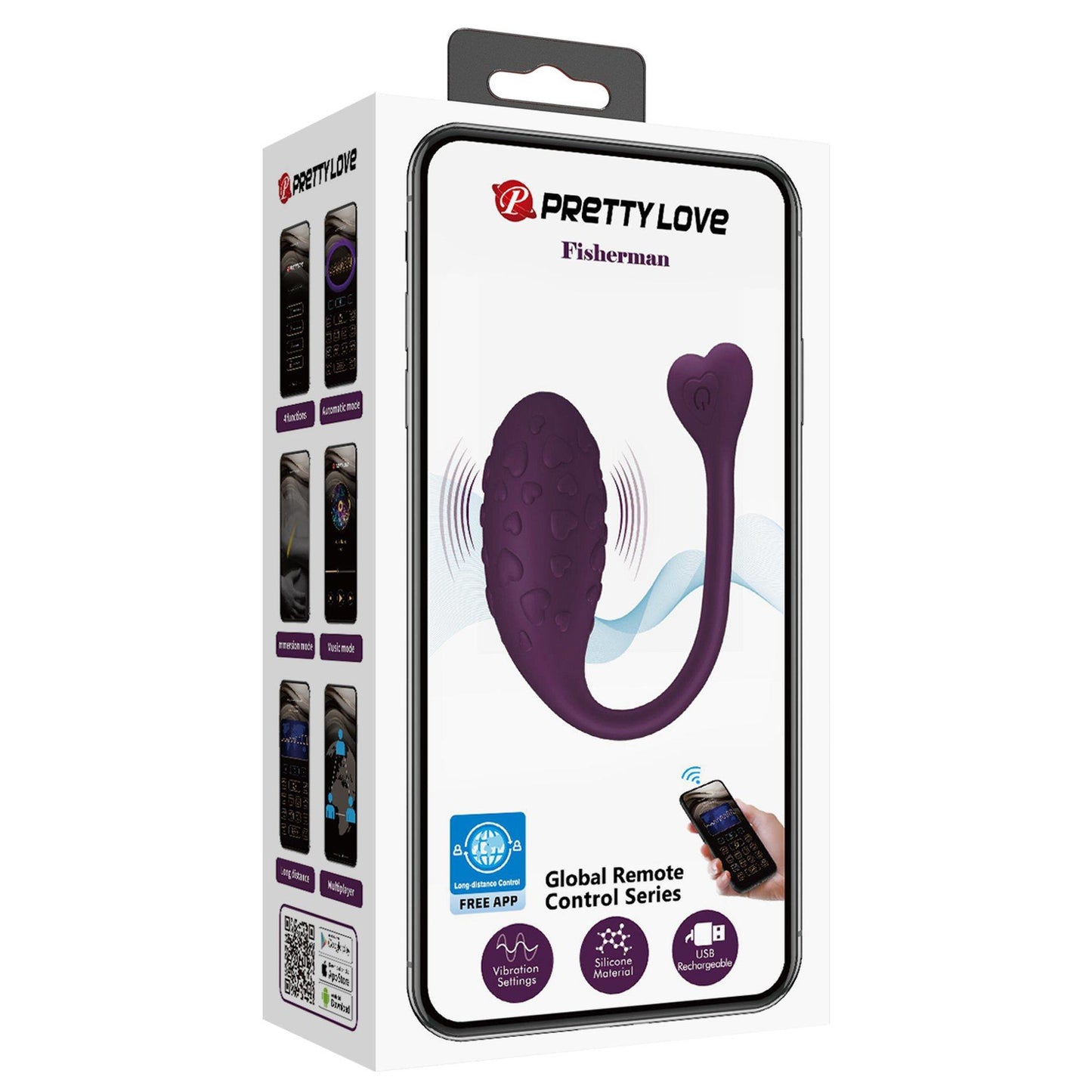 4-PRETTY LOVE - Fisherman Purple, 12 vibration functions Mobile APP remote control-4