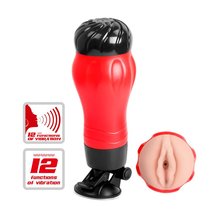 2-Wibrująca sztuczna pochwa masturbator z przyssawką-2