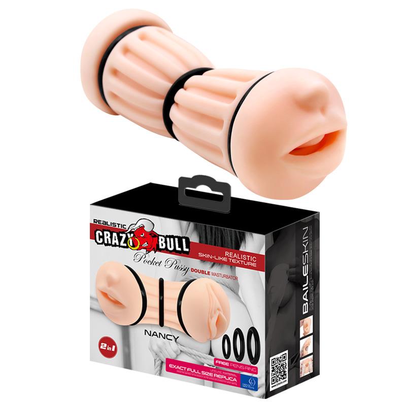 1-Masturbator cipka usta + 3x pierścień na penisa-1
