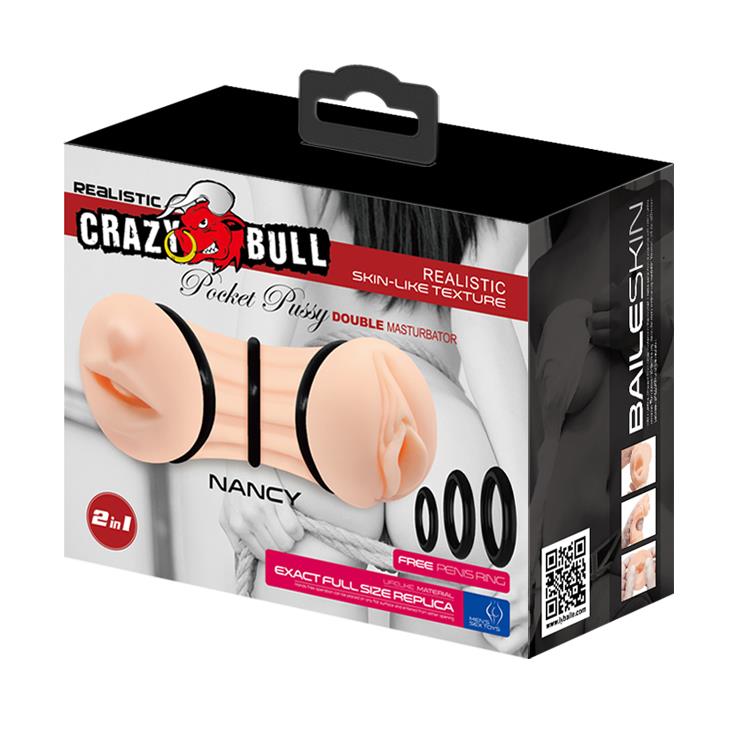 8-Masturbator cipka usta + 3x pierścień na penisa-8
