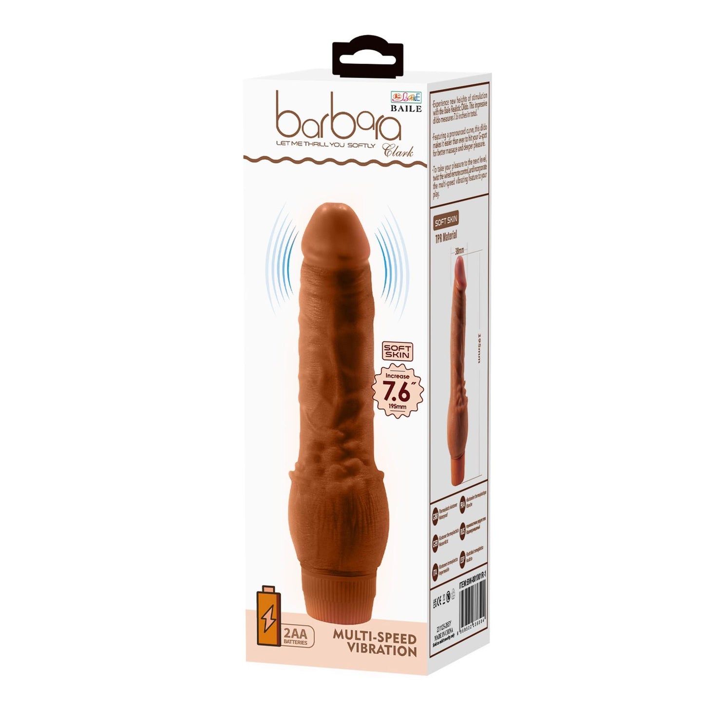 12-BAILE - barbara Clark 7.6'', MULTI-SPEED VIBRATION, 2 AA batteries-12