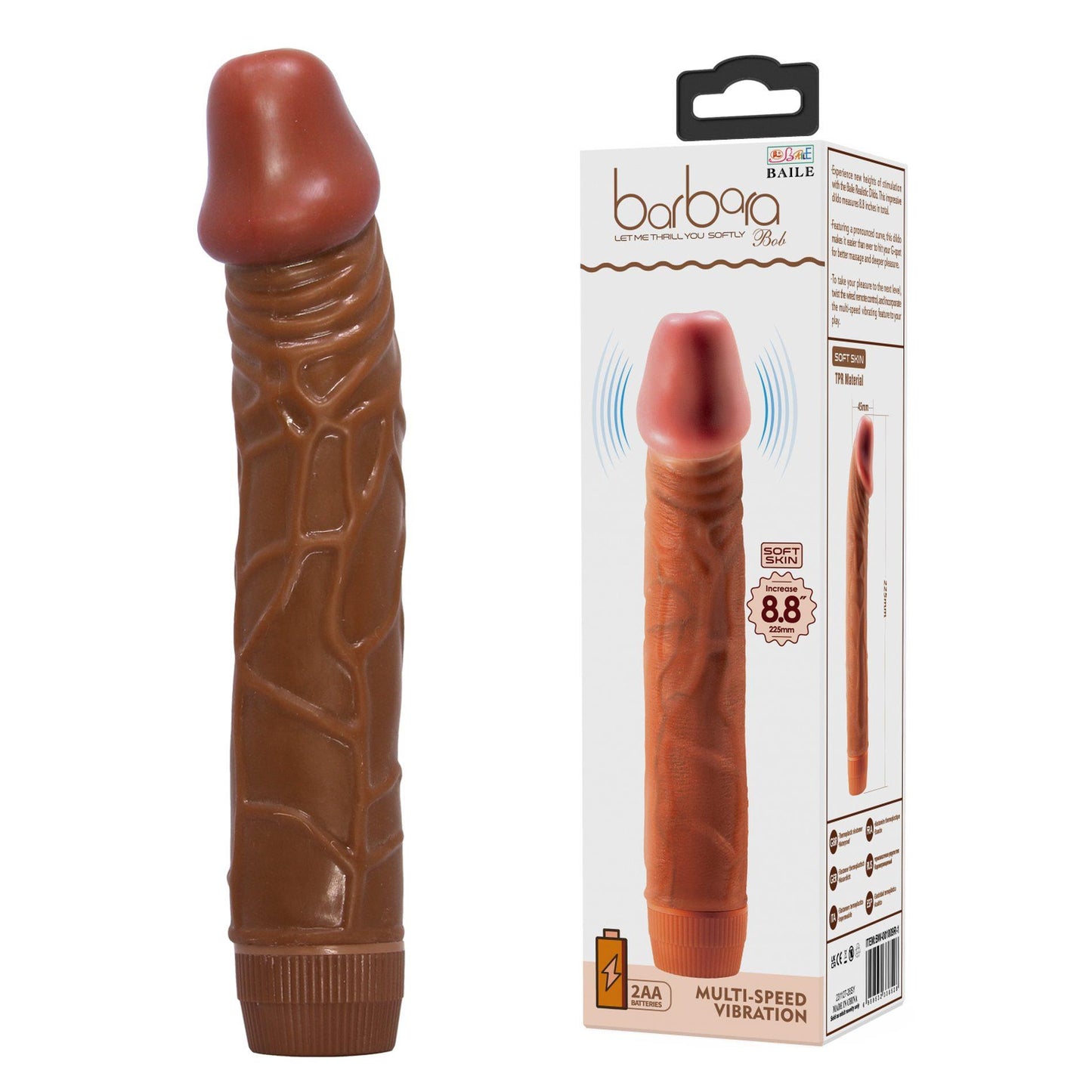 1-BAILE - barbara Bob 8.8'', MULTI-SPEED VIBRATION, 2 AA batteries-1