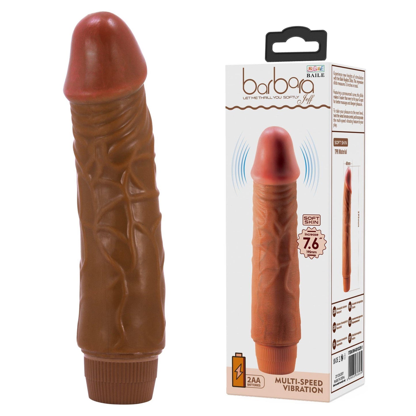 1-BAILE - barbara Jeff 7.6 '', MULTI-SPEED VIBRATION, 2 AA batteries-1