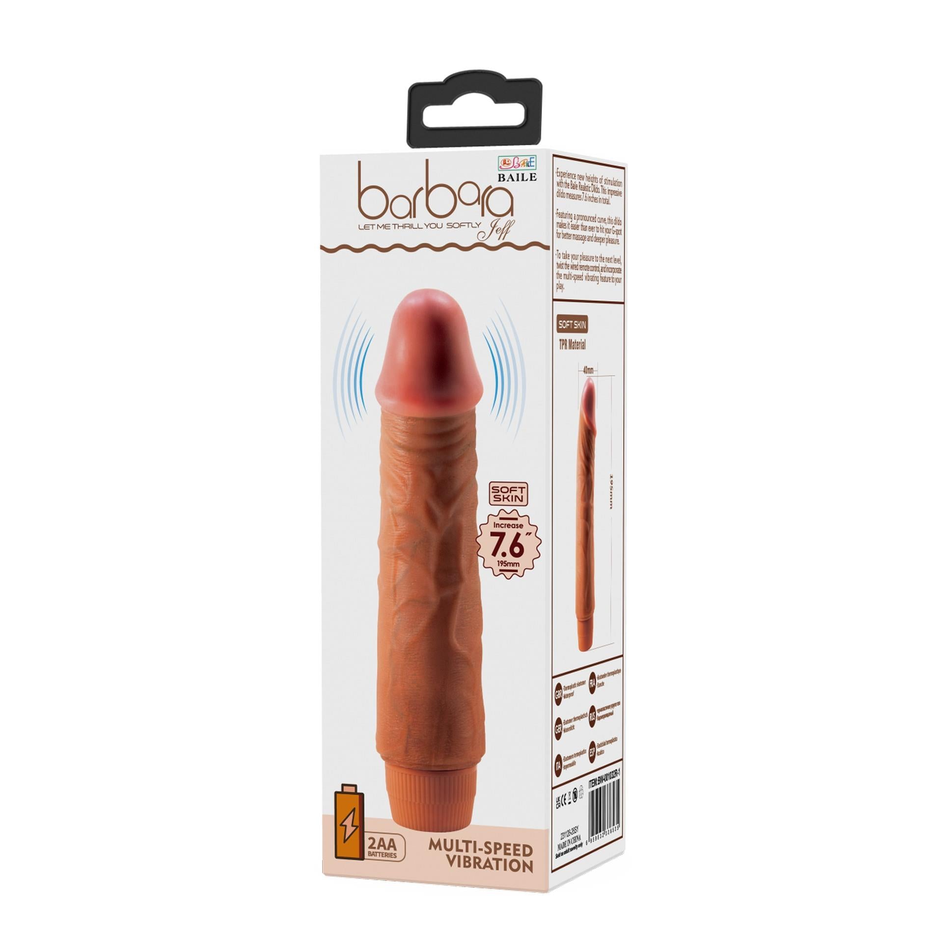 12-BAILE - barbara Jeff 7.6 '', MULTI-SPEED VIBRATION, 2 AA batteries-12