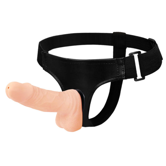 1-Czarna uprząż strap-on realistyczne dildo 15 cm-1