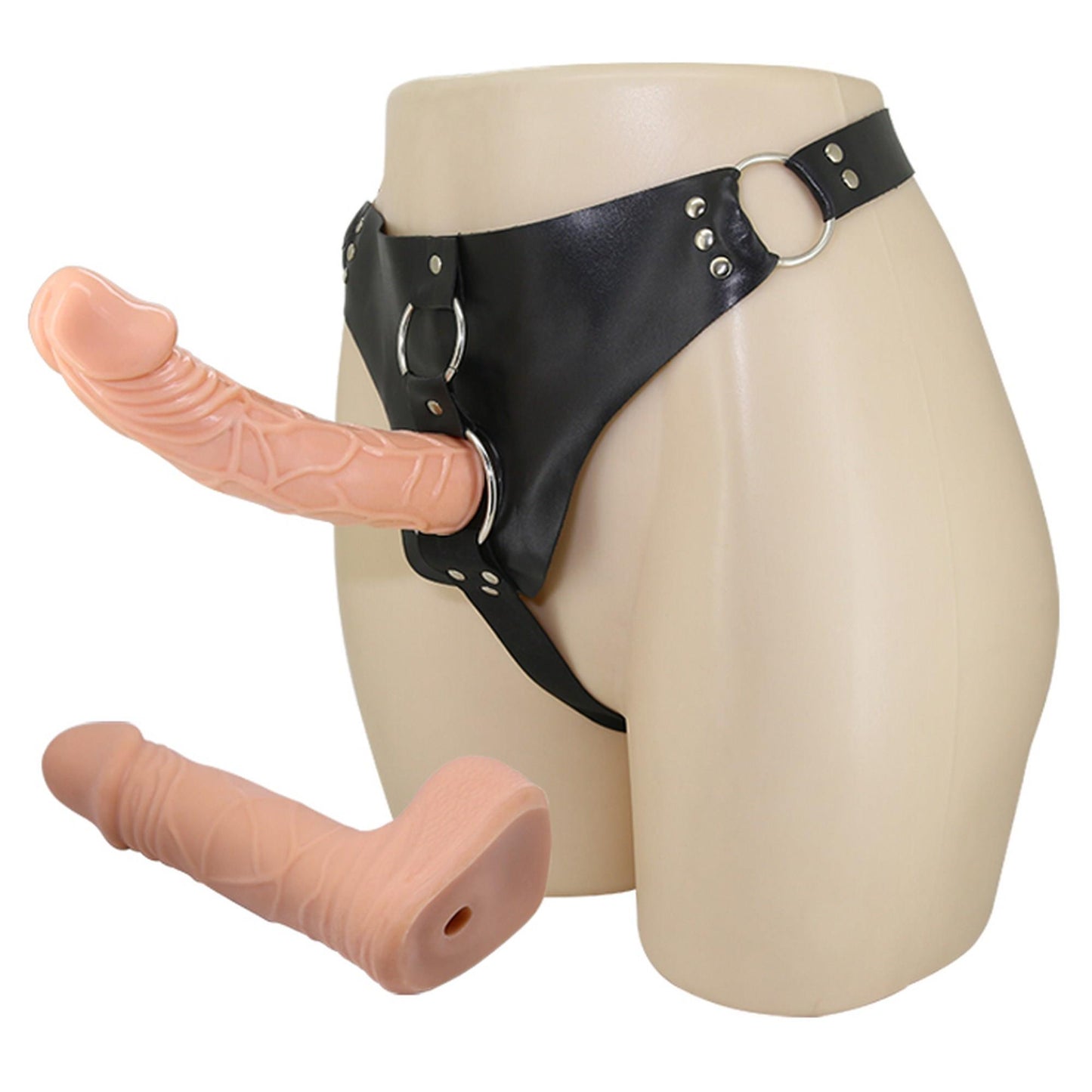 2-Strap-on na szelkach z dwoma żylastymi penisami-2