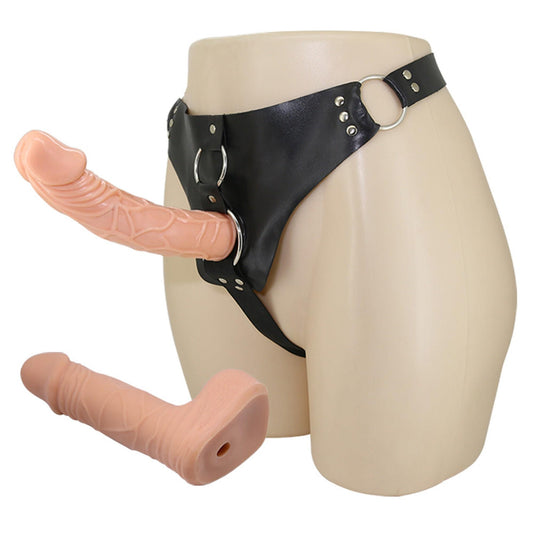 2-Strap-on na szelkach z dwoma żylastymi penisami-2