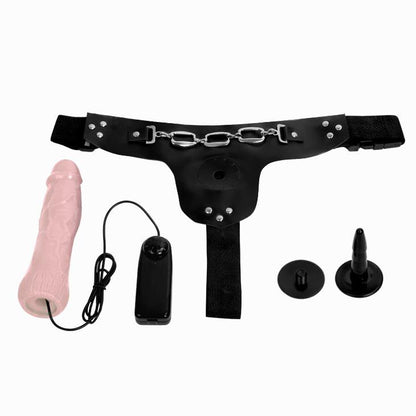3-Realistyczny penis na pasach wibrator strapon 19cm-3