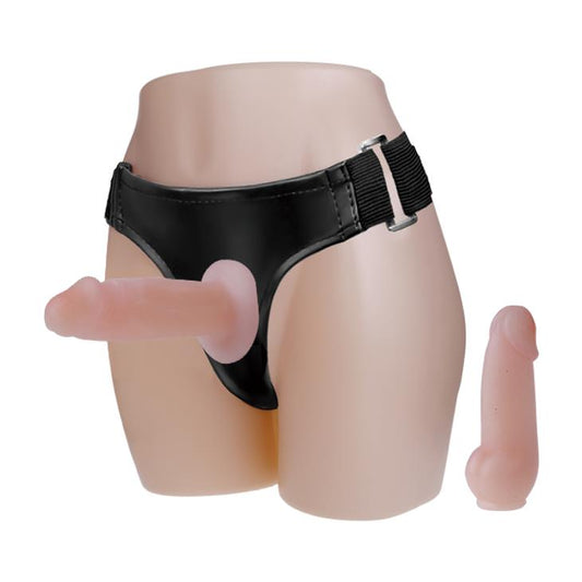2-Uprząż na szelkach z dwoma rodzajami dildo gumowe-2