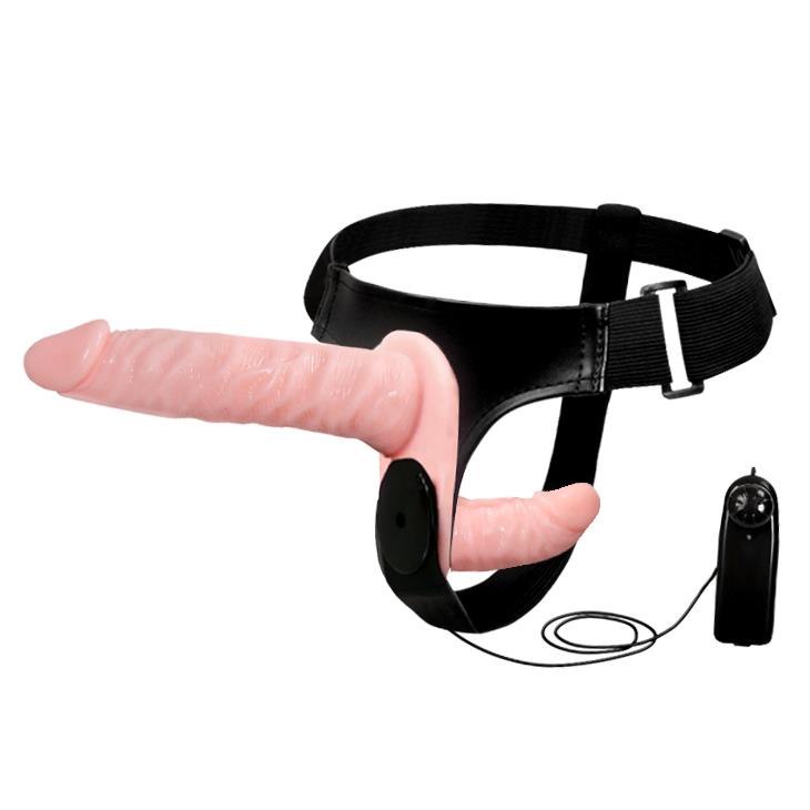 1-Strap-on dwa wibrujące sex penisy podwójna rozkosz-1