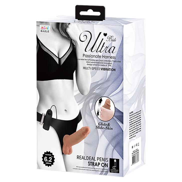 6-Strapon z wibracjami na paskach uprząż sex 16cm-6