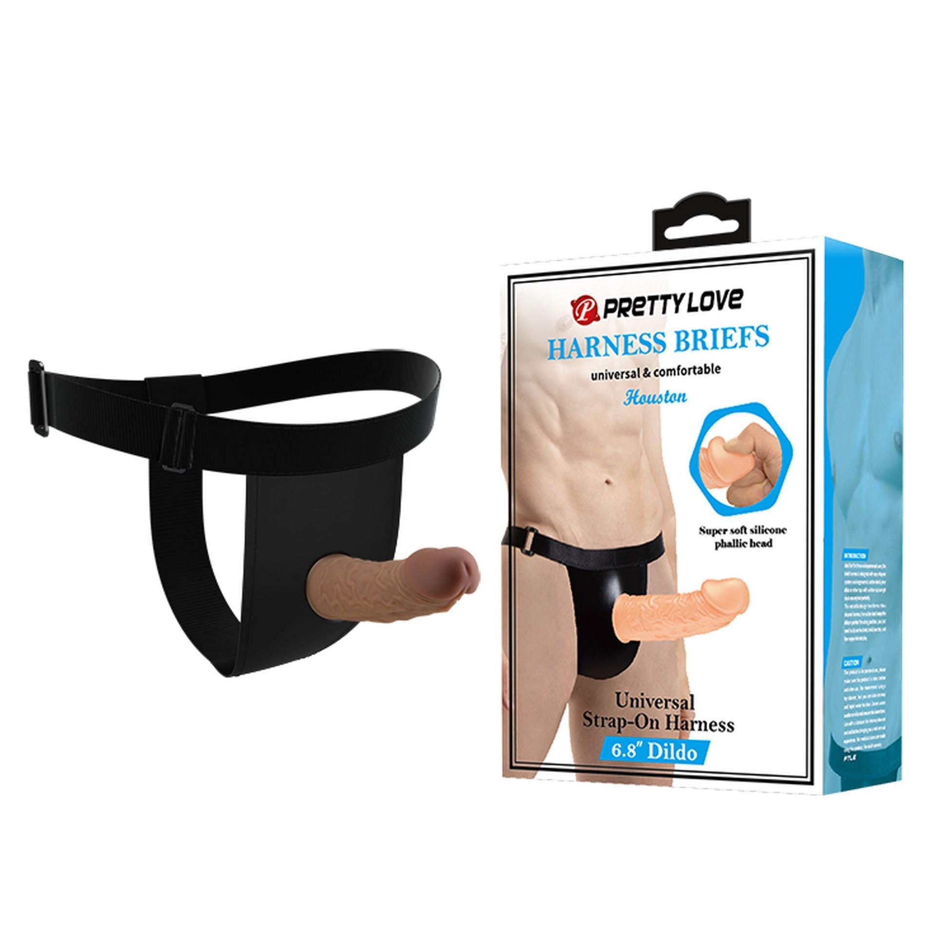 1-PRETTY LOVE - HARNESS BRIEFS- Houston Strap-On 6,8'' Dildo-1