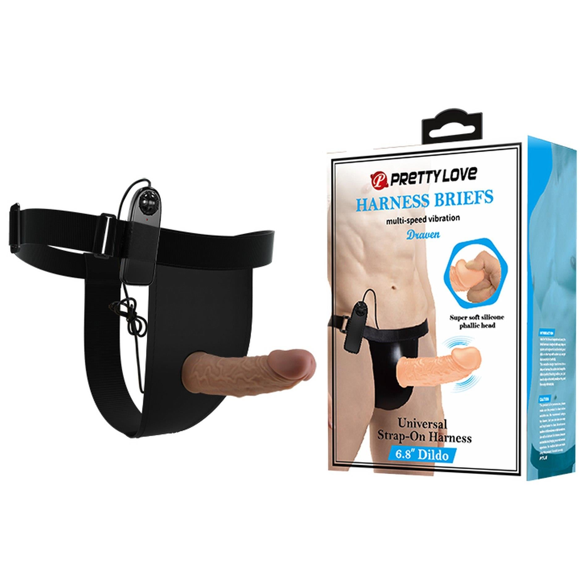 1-PRETTY LOVE - HARNESS BRIEFS- Draven Strap-On 6,8'' Dildo vibration-1