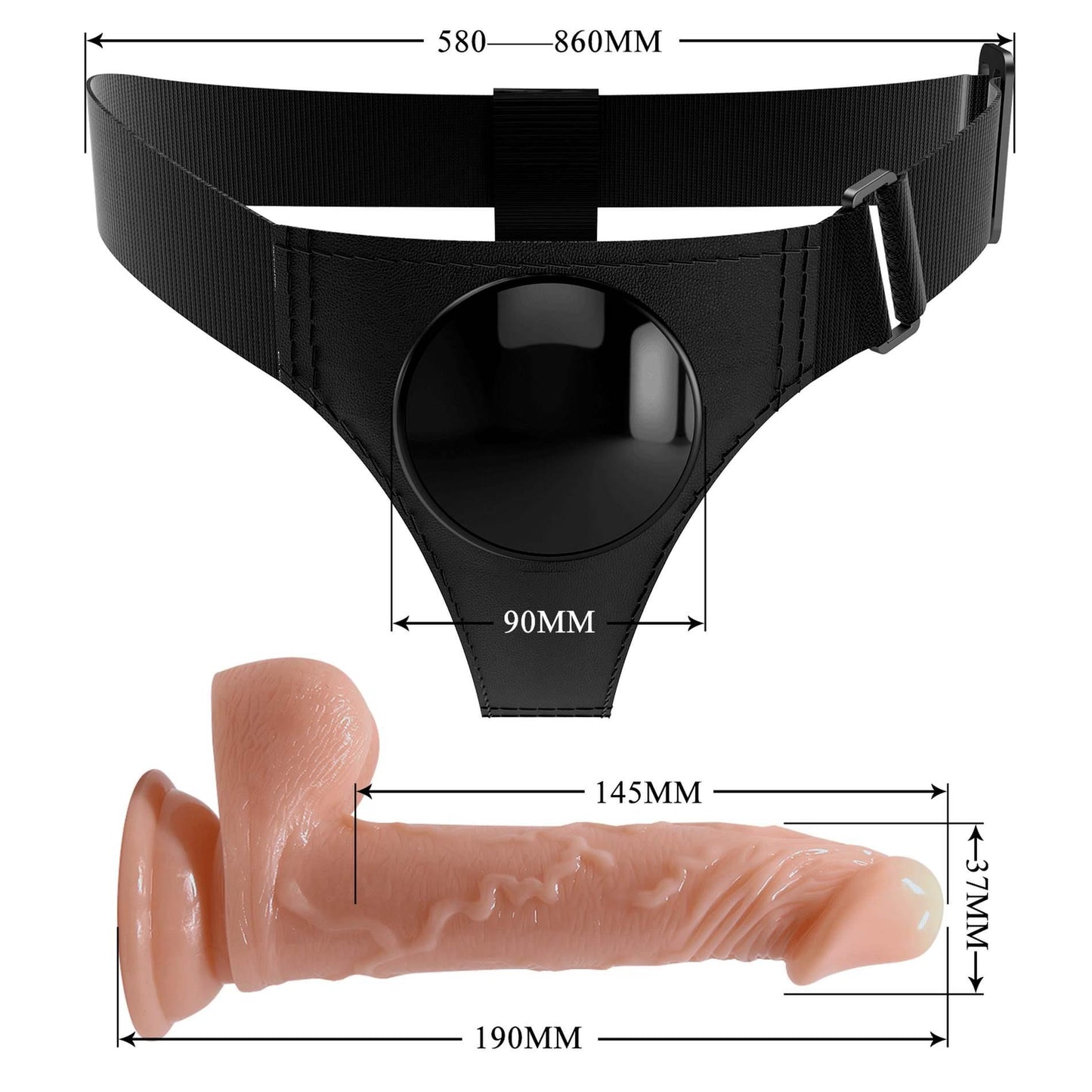 8-PRETTY LOVE - HARNESS BRIEFS- Kevin, Universal Strap-On, 7.2'' Dildo-8