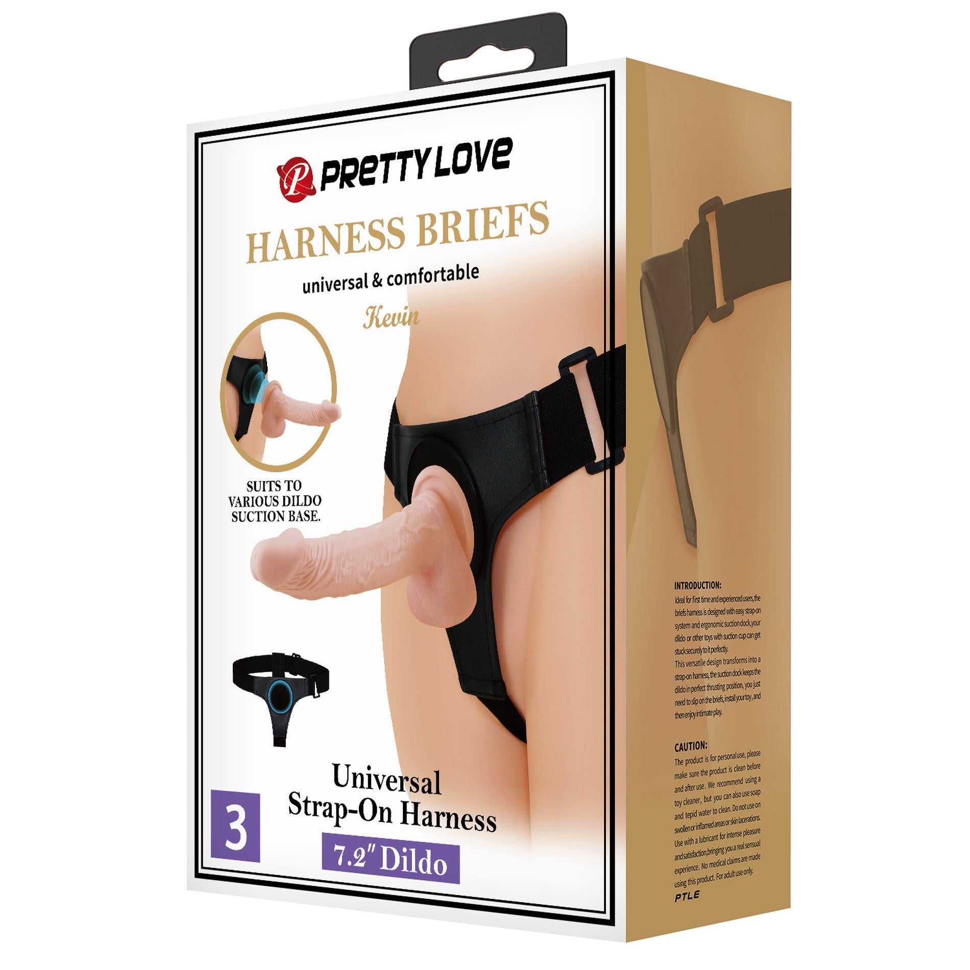 9-PRETTY LOVE - HARNESS BRIEFS- Kevin, Universal Strap-On, 7.2'' Dildo-9