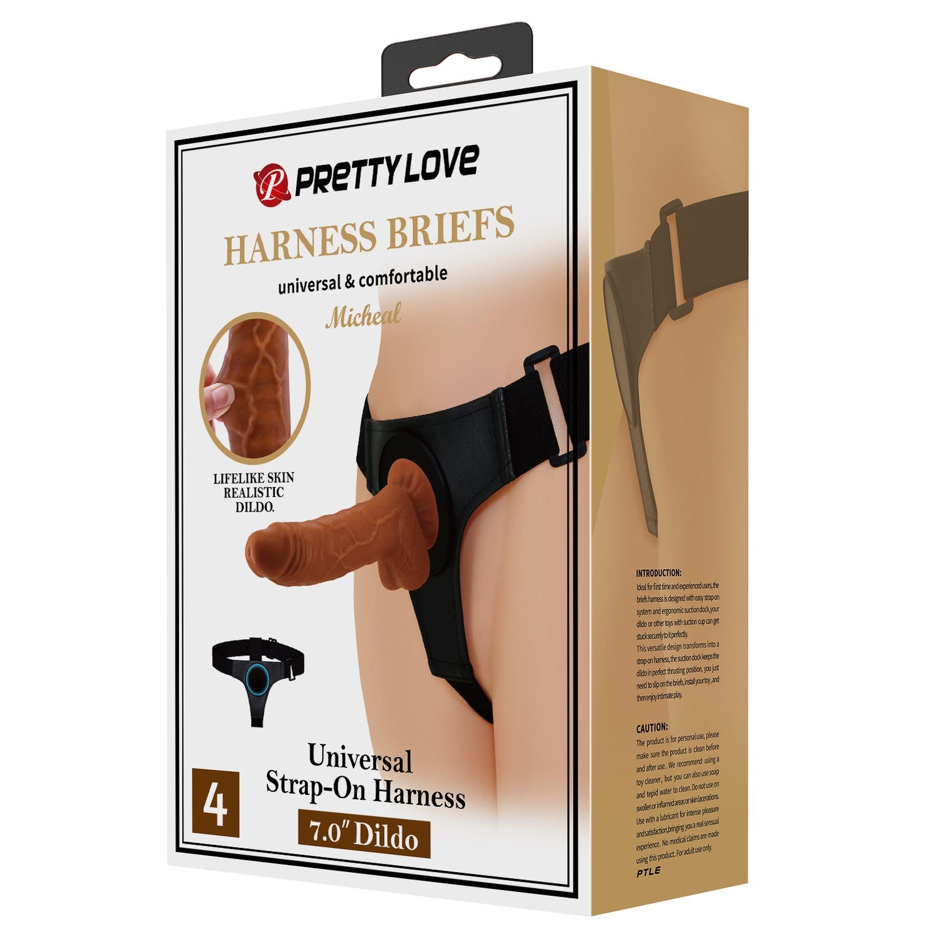 10-PRETTY LOVE - HARNESS BRIEFS- Micheal, Universal Strap-On, 7.0'' Dildo-10