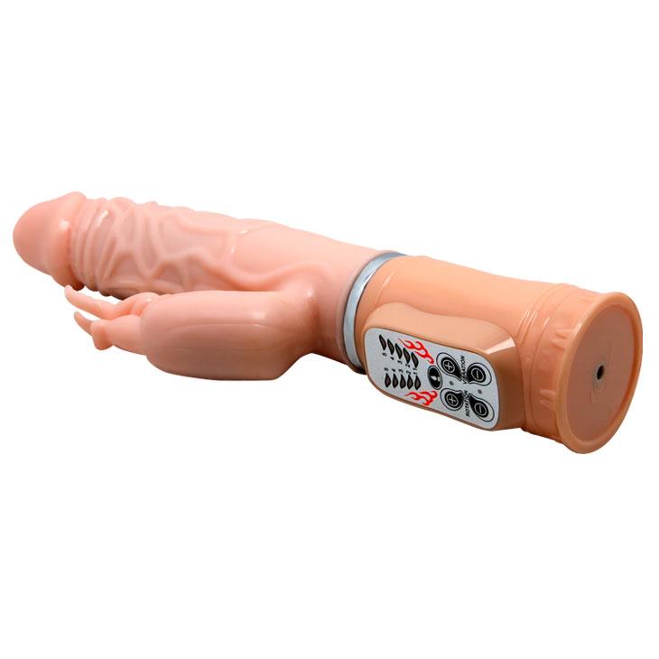 3-Podgrzewany wibrator z masażerem łechtaczki 26cm-3