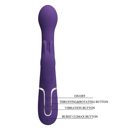 10-PRETTY LOVE - Dejon dark Purple, 7 vibration functions 4 thrusting settings 4 rotation functions-10