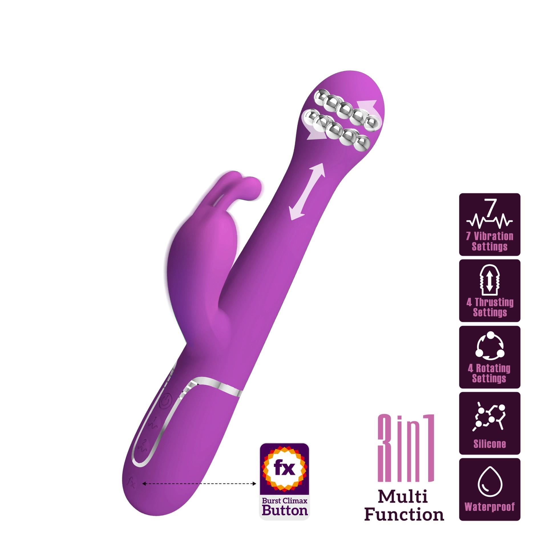 2-PRETTY LOVE - Dejon Purple, 7 vibration functions 4 thrusting settings 4 rotation functions-2