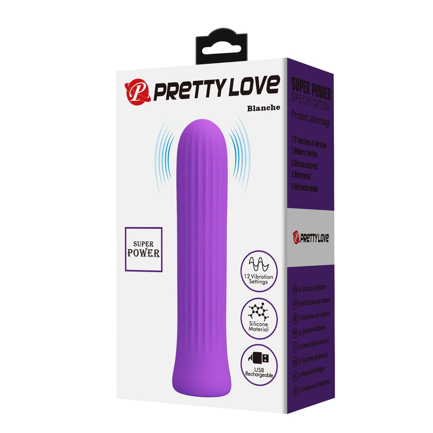 9-PRETTY LOVE - Blanche Dark Purple, 12 vibration functions Memory function-9