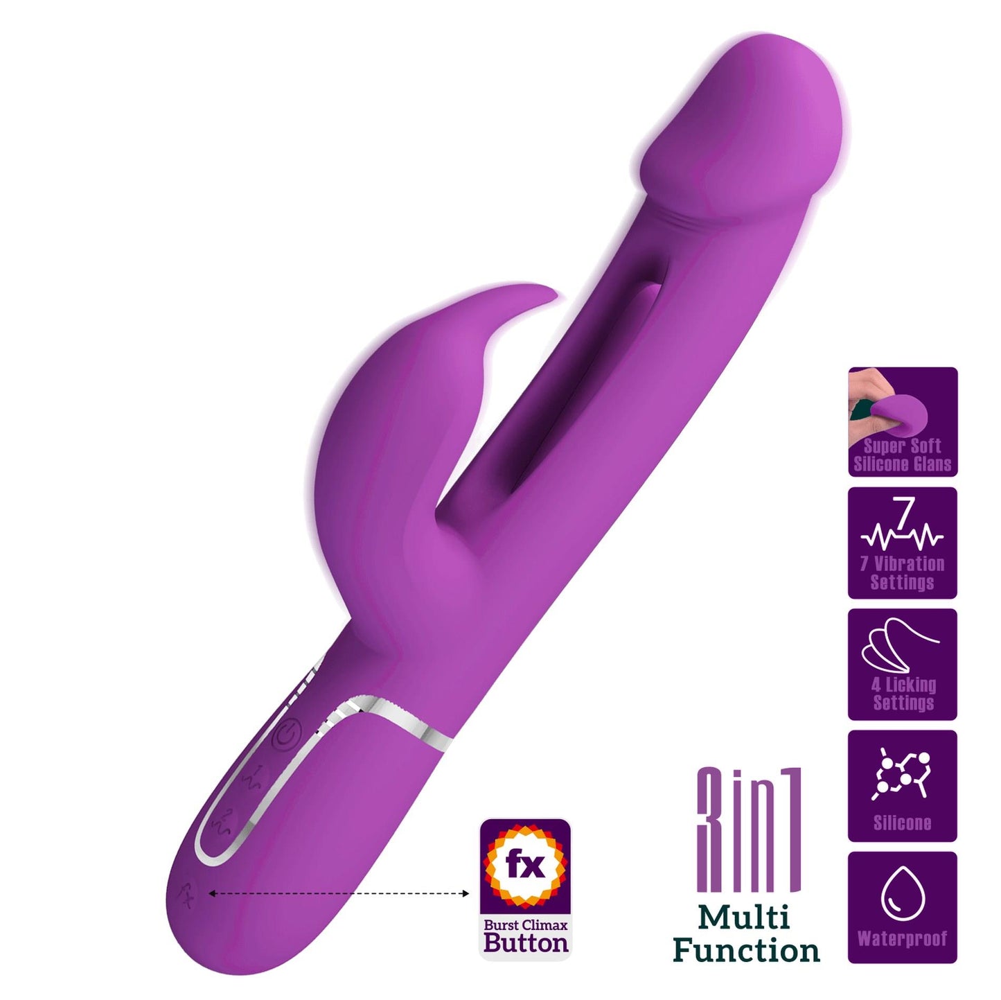 2-PRETTY LOVE - Kampas Purple, 7 vibration functions 4 licking settings-2