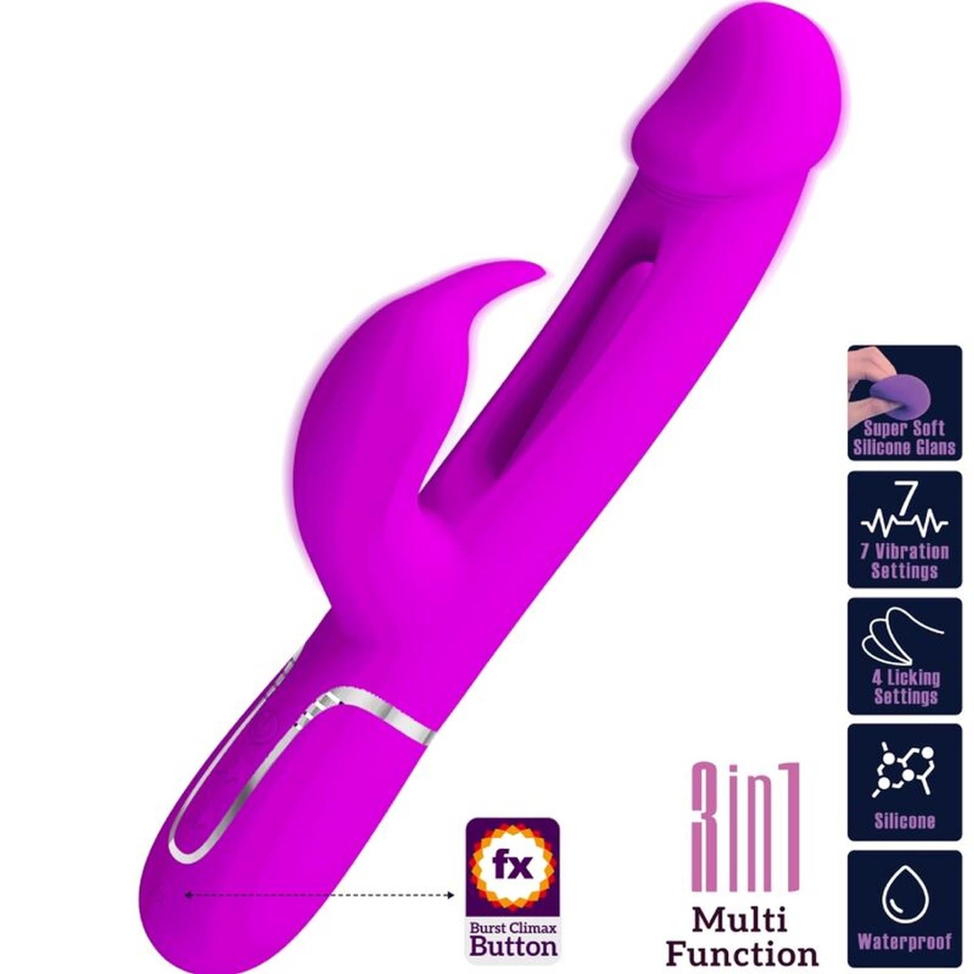 8-PRETTY LOVE - Kampas Rabbit 3 in 1, multifunction vibrator with tongue violet-8