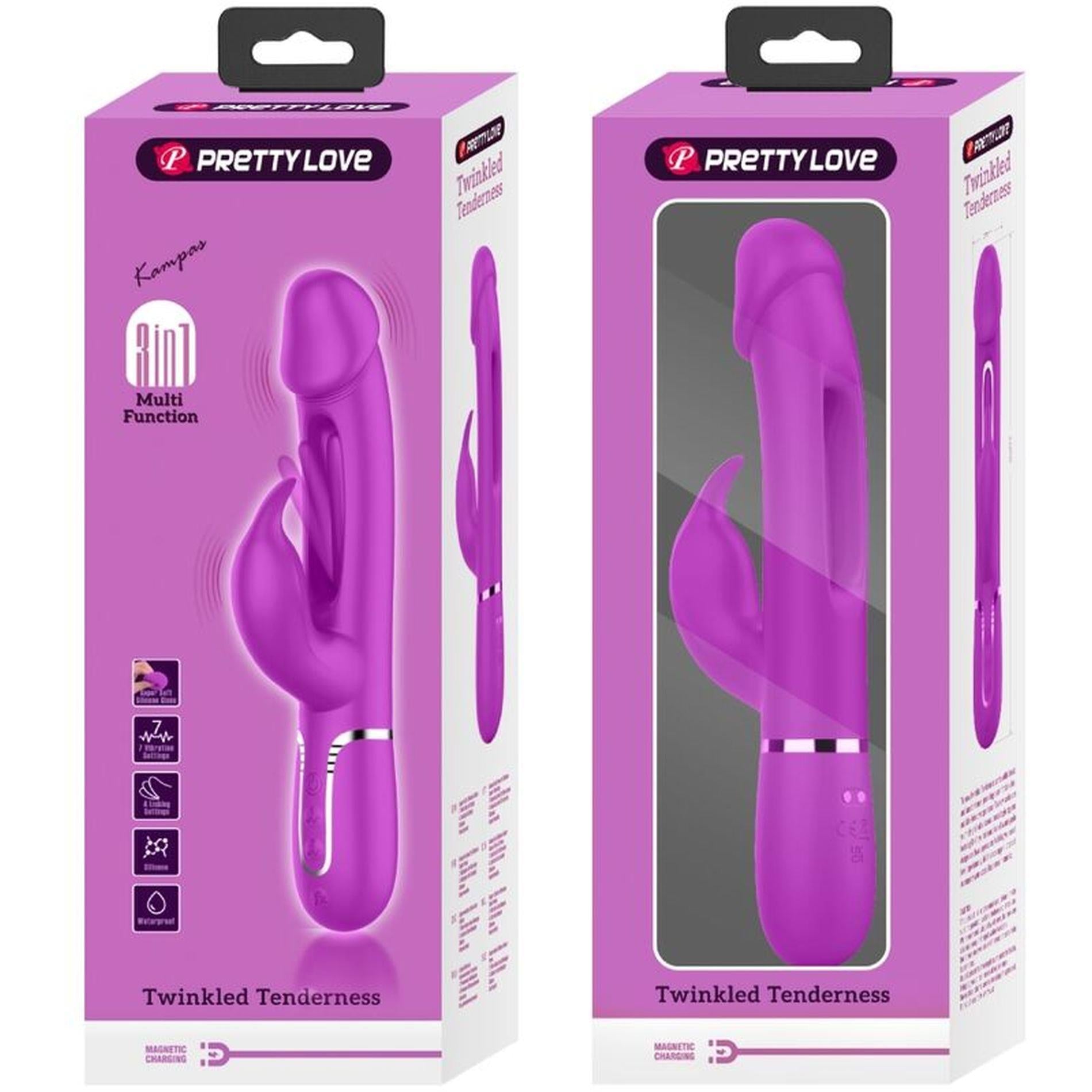 9-PRETTY LOVE - Kampas Rabbit 3 in 1, multifunction vibrator with tongue violet-9