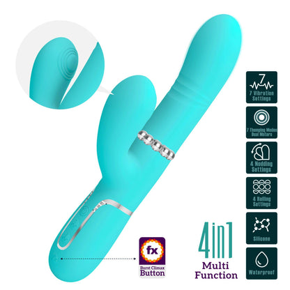 2-PRETTY LOVE - Mariana light blue, 7 vibration functions, 7 thrusting settings, 4 rolling functions, 4 nodding functions-2