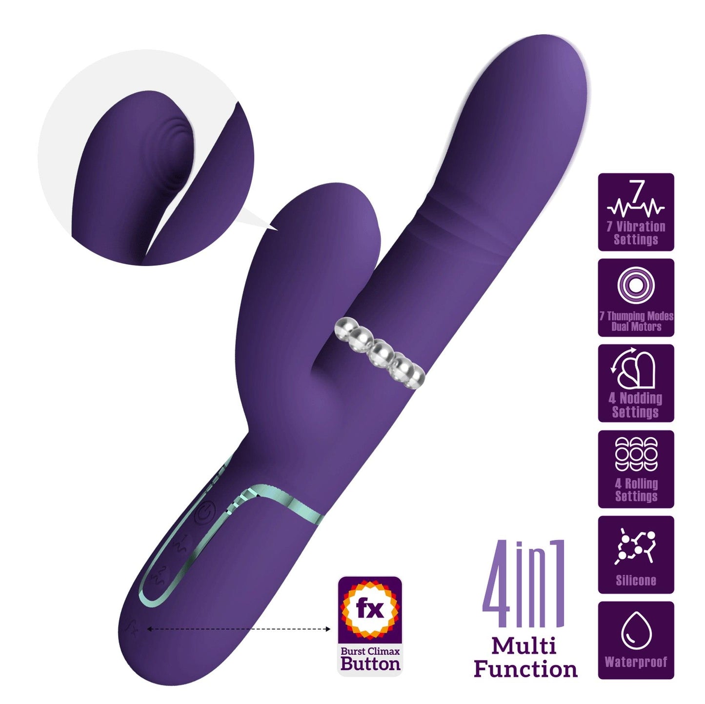 2-PRETTY LOVE - Mariana dark purple, 7 vibration functions, 7 thrusting settings, 4 rolling functions,4 nodding functions-2