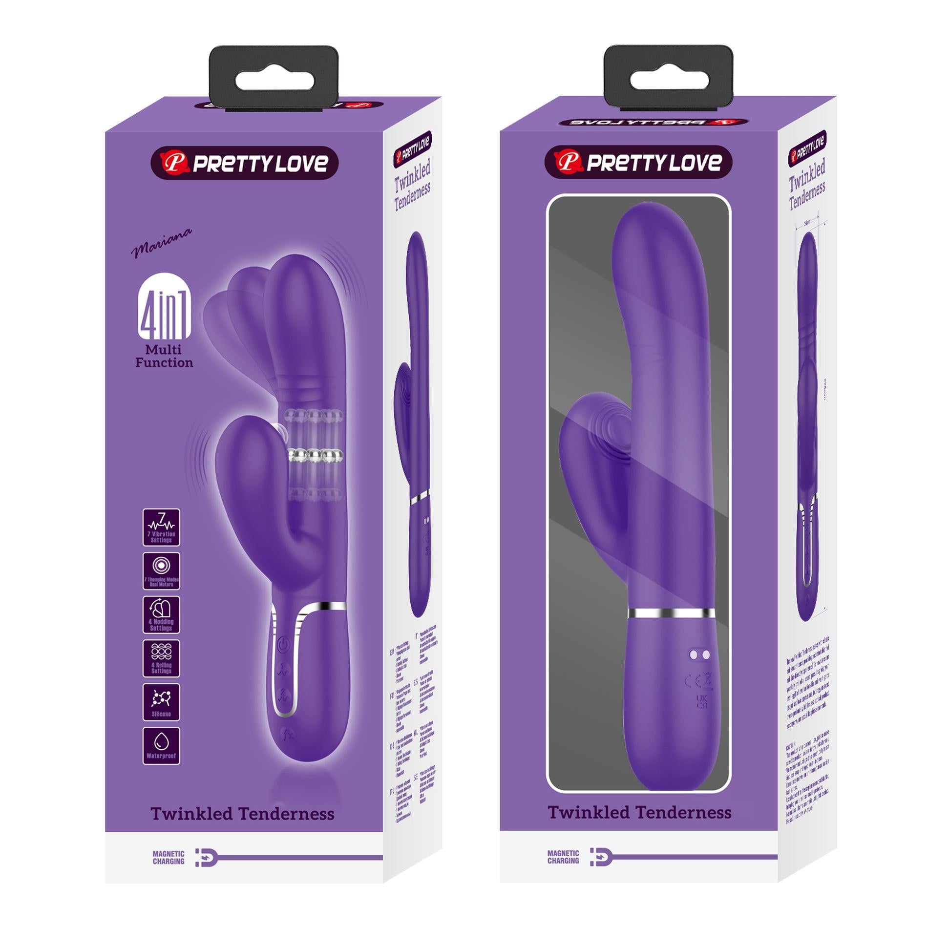 12-PRETTY LOVE - Mariana dark purple, 7 vibration functions, 7 thrusting settings, 4 rolling functions,4 nodding functions-12