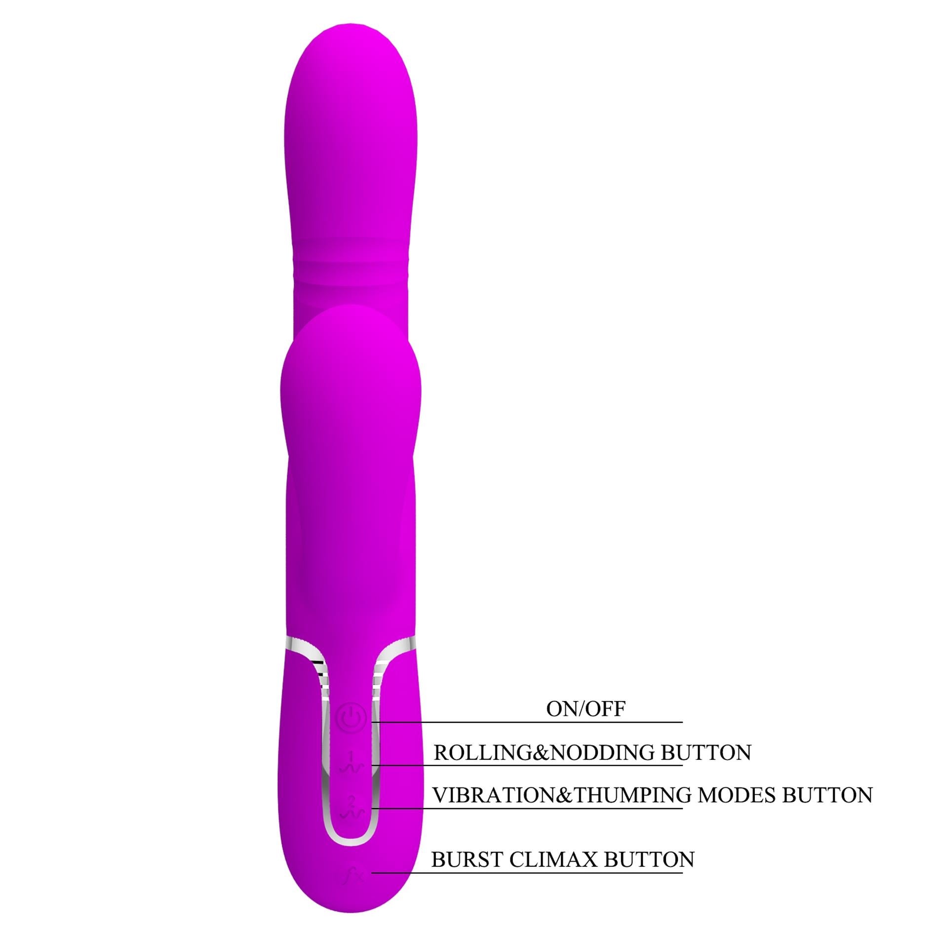 10-PRETTY LOVE - Mariana Purple, 7 vibration functions 7 thrusting settings, 4 rolling functions, 4 nodding functions-10
