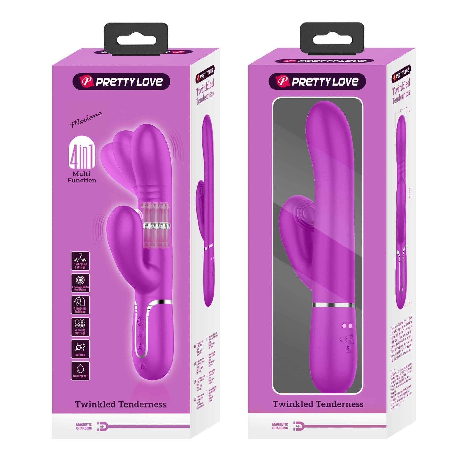 12-PRETTY LOVE - Mariana Purple, 7 vibration functions 7 thrusting settings, 4 rolling functions, 4 nodding functions-12