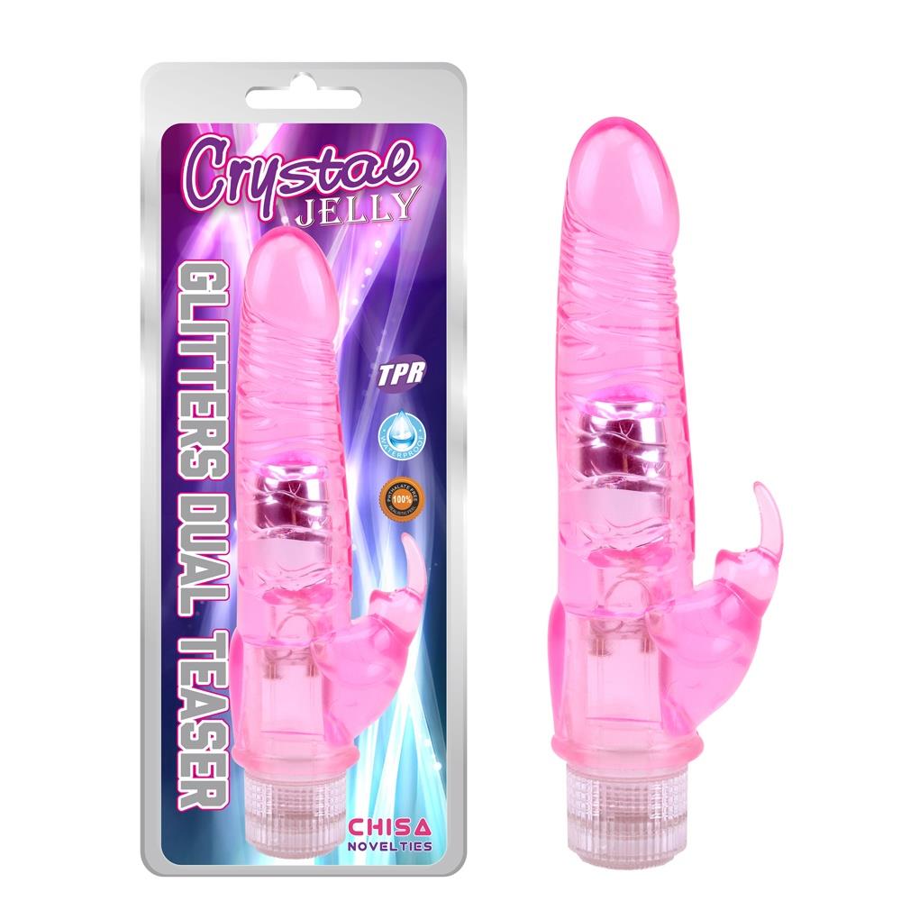 1-Wibrator ze stymulatorem realistyczny penis 23cm-1