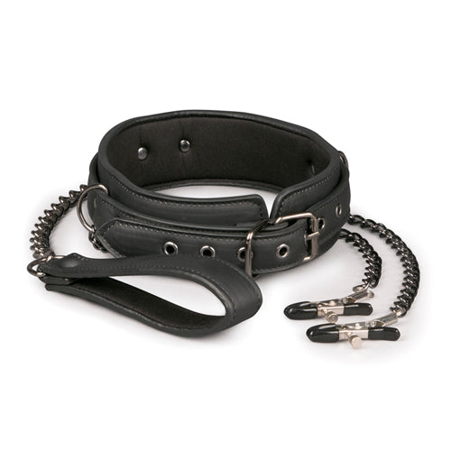 8-Wiązania-Leather Collar With Nipple Chains-8