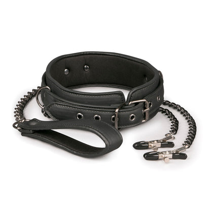 8-Wiązania-Leather Collar With Nipple Chains-8