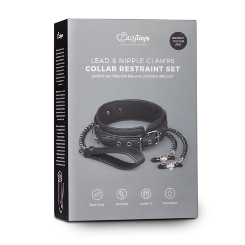 10-Wiązania-Leather Collar With Nipple Chains-10