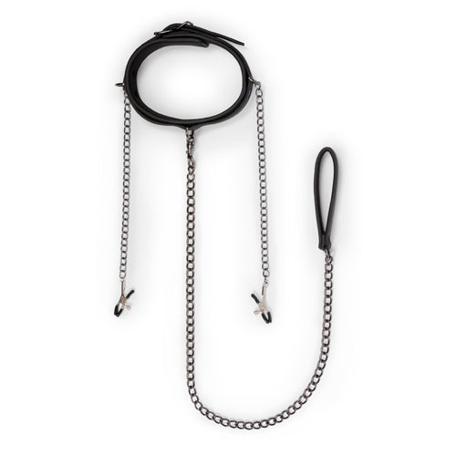11-Wiązania-Leather Collar With Nipple Chains-11