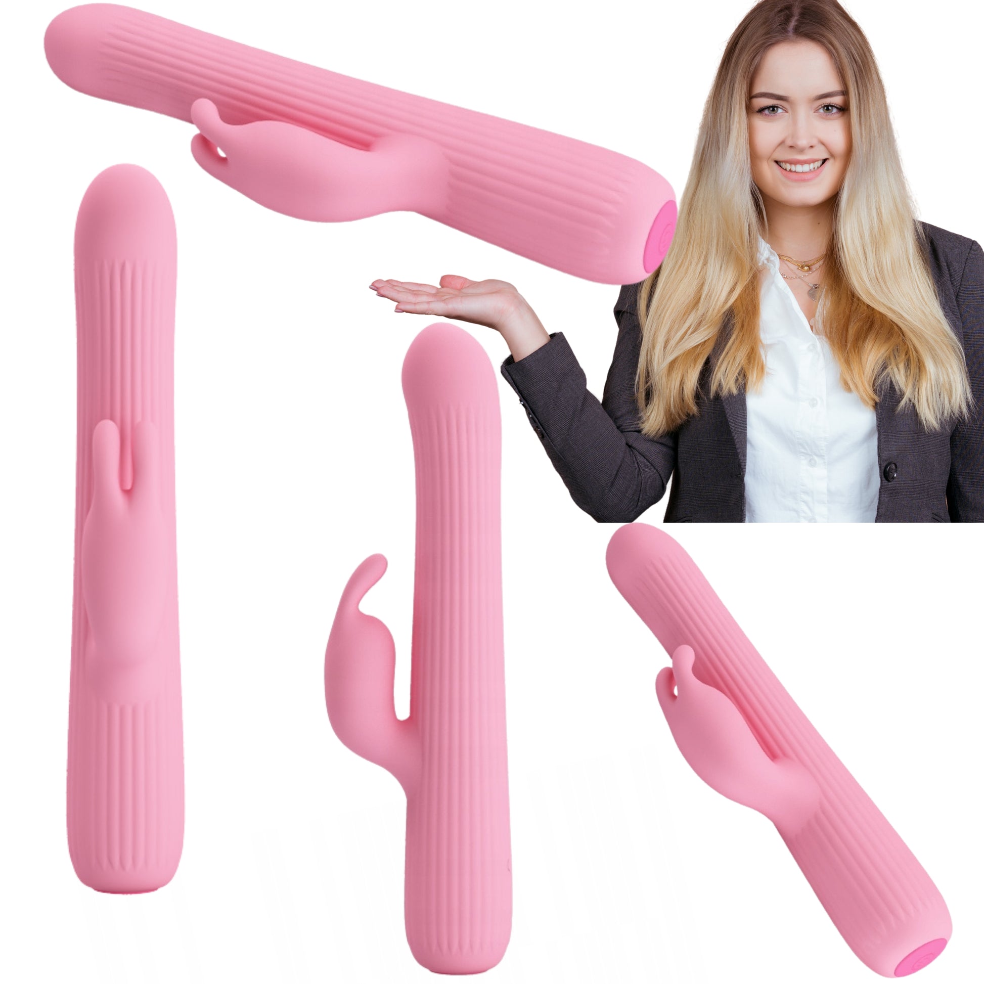 1-Królik wibrator z masażerem rotacyjny 18cm 4tryby-1